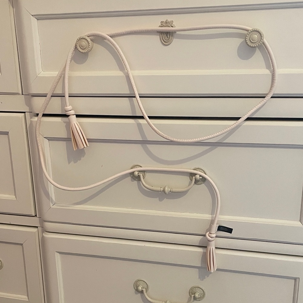 H&M white leather Rope Tassel Belt